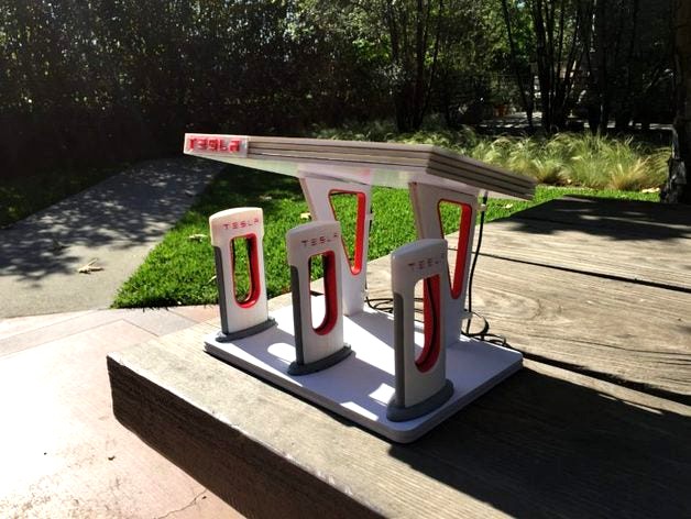 Mini Solar Powered Tesla Supercharger Station by jwilcott