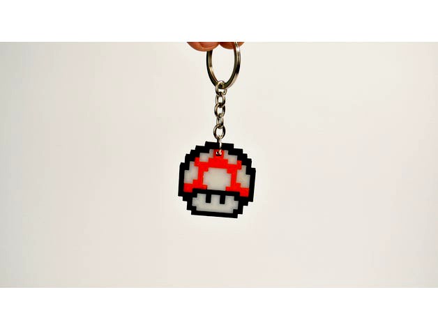 8bit Mario Mushroom Keychain by 2be3D