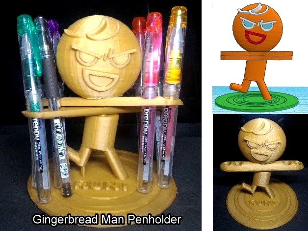 Gingerbread Man Penholder v2 (薑餅人筆架) by ardylai