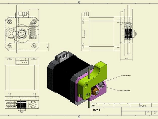 Direct drive extruder  Migbot i3 by Phil_Maddox