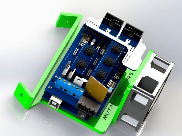 arduino ramps 1.4 with 60mm fan mount, 60 degree offset v mount  by tezz