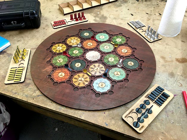 Lasercut Settlers of Catan by Gav