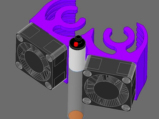 Space-efficient  Probe-Ready 25mm Dual Fan Shroud (for E3D-V6 CLONE - differs slightly in dimmensions from original) by florinf-ro