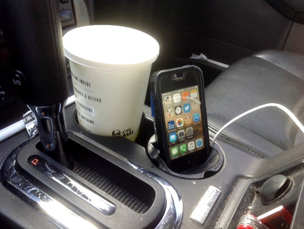 Cup Holder Insert Phone Stand V4 by Scotthatfield