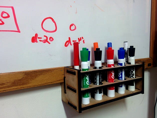 Whiteboard Marker / Pen Holder (For laser cutter or CNC Mill) (Java-language parametric) by clockfort