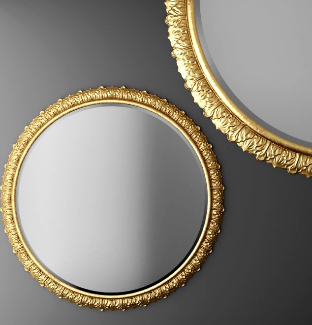 Baroque frame round Mirror 3D Model