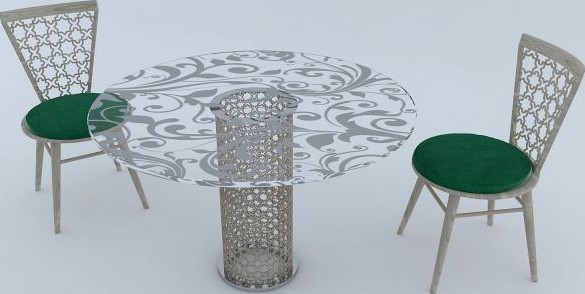 Arabesque round furniture 3D Model