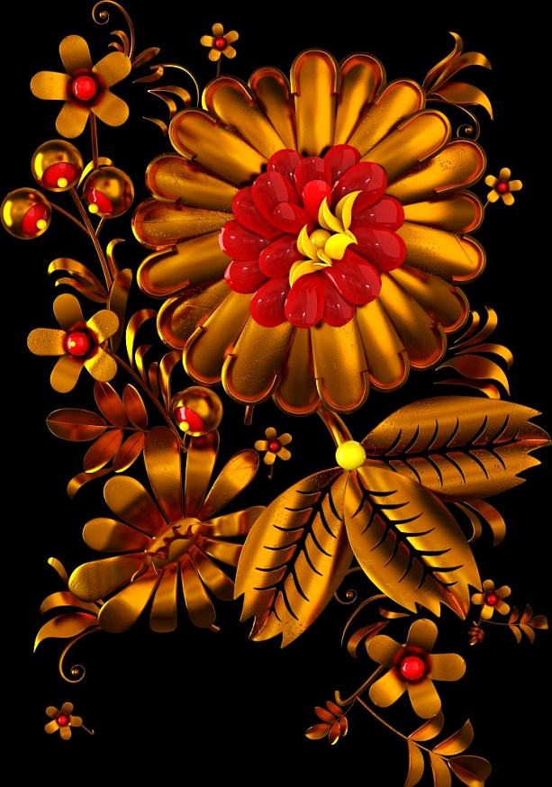 Khokhloma Russian pattern 3D Model