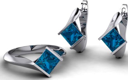 London Blue Princess Earrings 3D Model