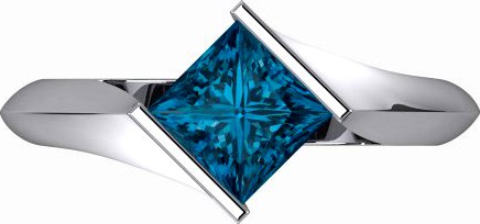 London Blue Topaz Princess Ring 3D Model