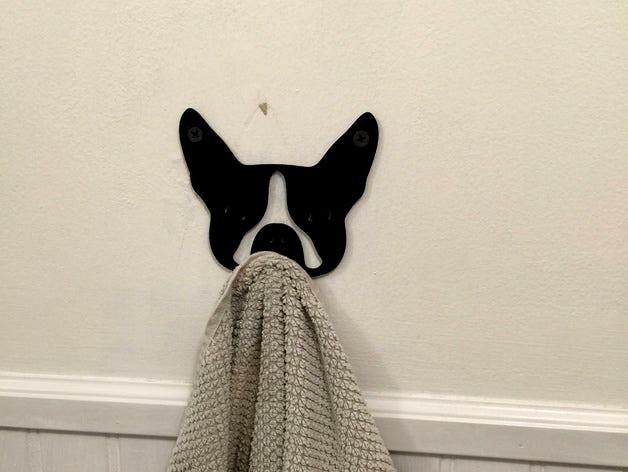 Boston Terrier Towel Hook  by jim_sab