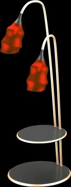 Modern floor lamp with red domes 3D Model