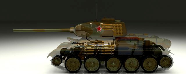 T-34-85 Interior-Engine Bay Full Camo 3D Model