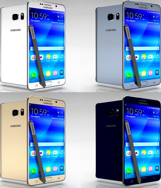 Samsung Galaxy Note 5 All Color Pack 3D Model