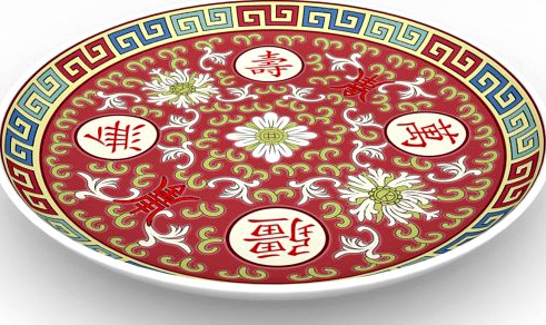 Chinese Porcelain Dinner Plate 3D Model