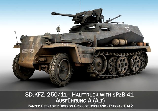 SD KFZ 250 Halftruck with sPzB 41 PzGrenDiv 3D Model