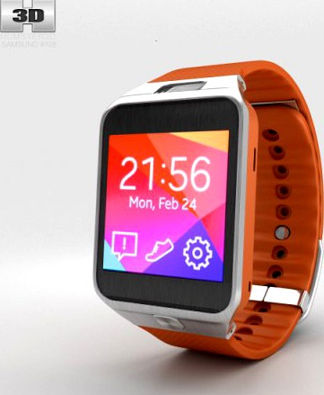 Samsung Galaxy Gear 2 Orange 3D Model