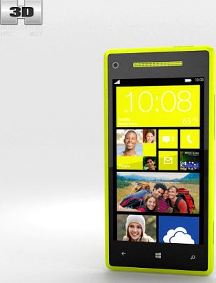 HTC Windows Phone 8X Limelight Yellow 3D Model