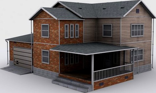 Two story house 3D Model