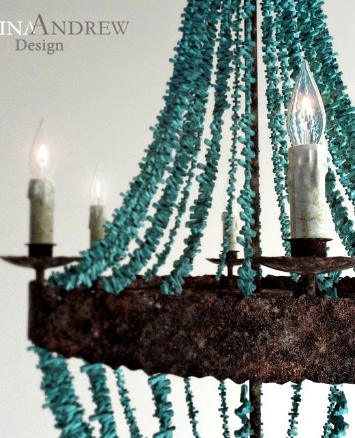 Turquoise Beads Six-Light Chandelier 3D Model