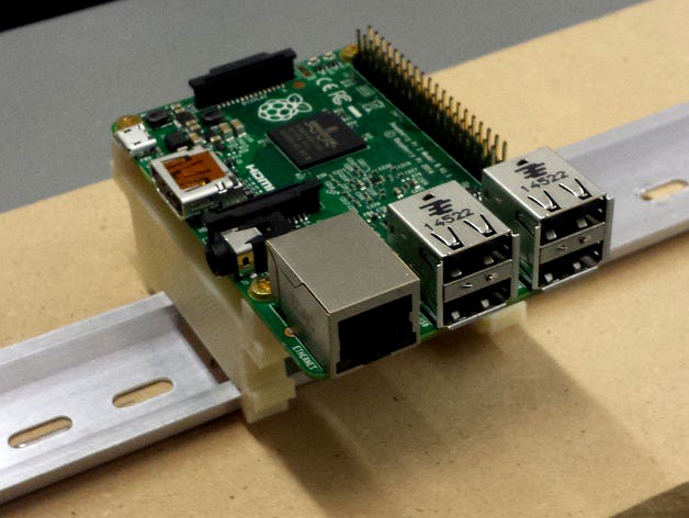 Raspberry Pi B+ / Raspberry Pi 2 DIN Rail Mount  by dhulihan