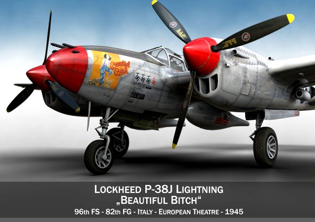 Lockheed P38J Lightning Beautiful Bitch 3D Model