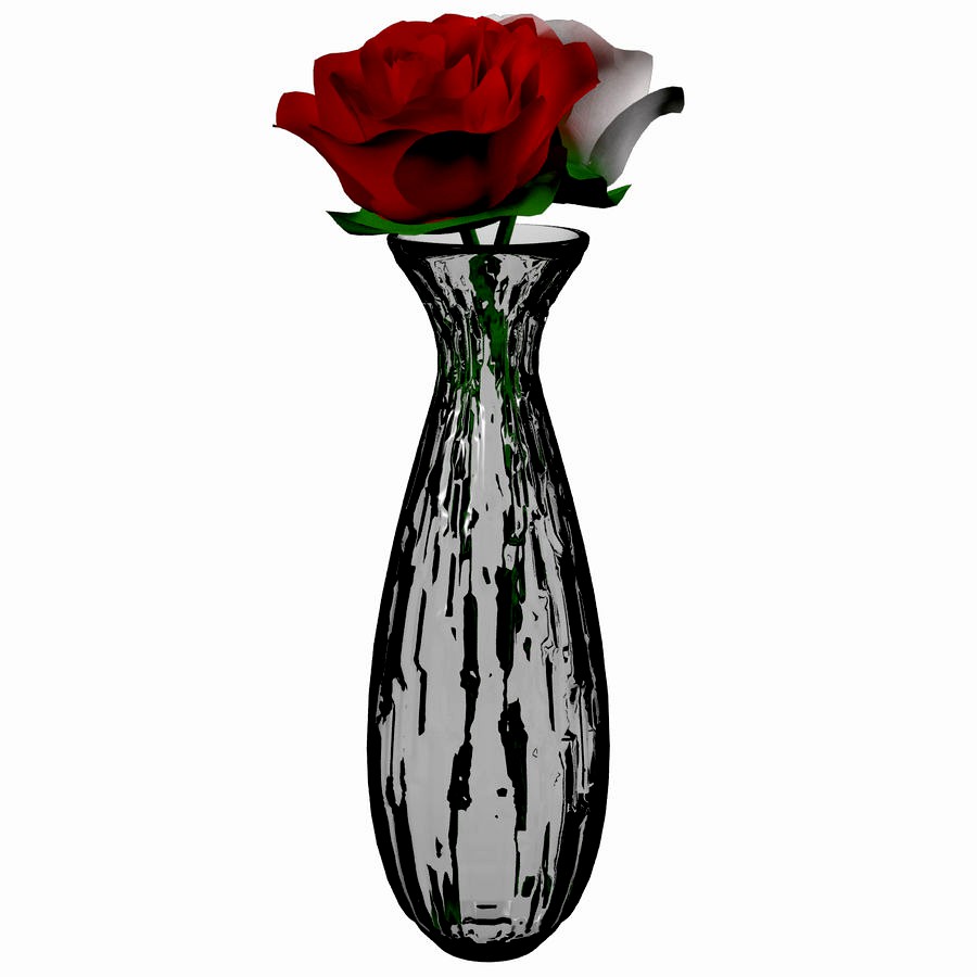 Roses and a Glass Vase