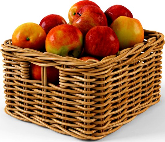 Wicker Apple Basket Ikea Byholma 1 Natural 3D Model