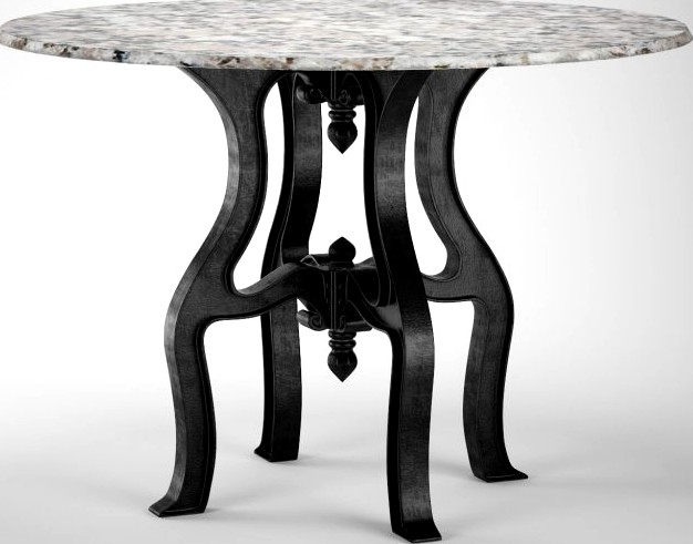 French Industrial White Marble Dining Table 3D Model