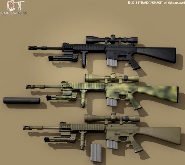 Mk12 sniper rifle 3D Model