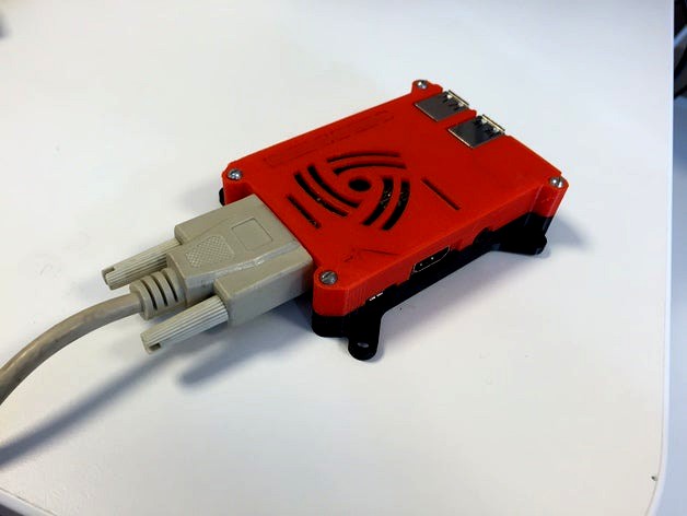 Raspberry Pi 2 (or B+) case with DB9/DE9/DE15 RS232/VGA hole by mdbijl