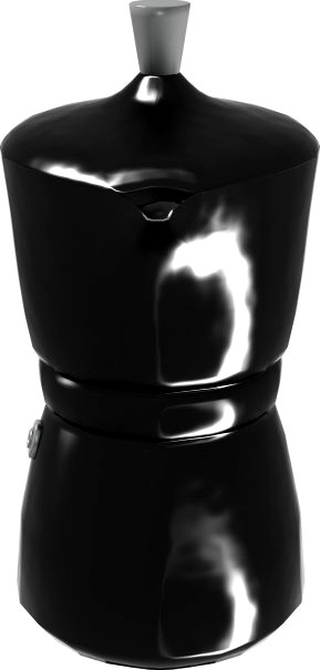 Black moka pot with metal inserts 3D Model