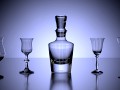 Set of Alcohol Glasses with Bottle 3D Model