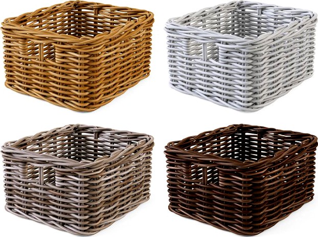 Wicker Basket Ikea Byholma 1 Set 4 Color 3D Model