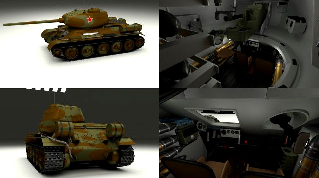 T-34-85 with Interior Camo 3D Model