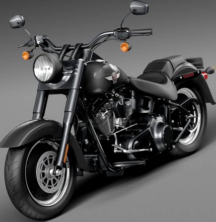Harley Davidson Fatboy S Black Matt 2016 3D Model
