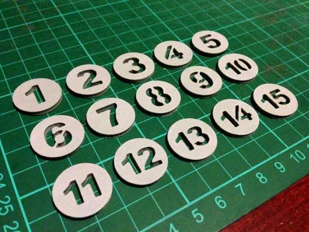 Kelly Pool Tokens Numbered 1-15 (v2) by dlnt