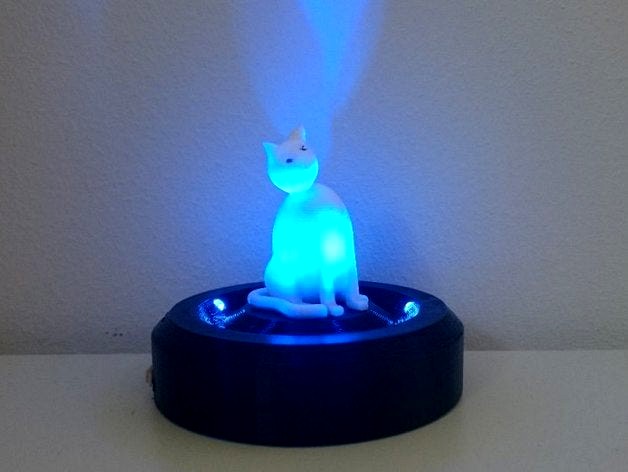 Cat statue with LED pedestal by jtronics