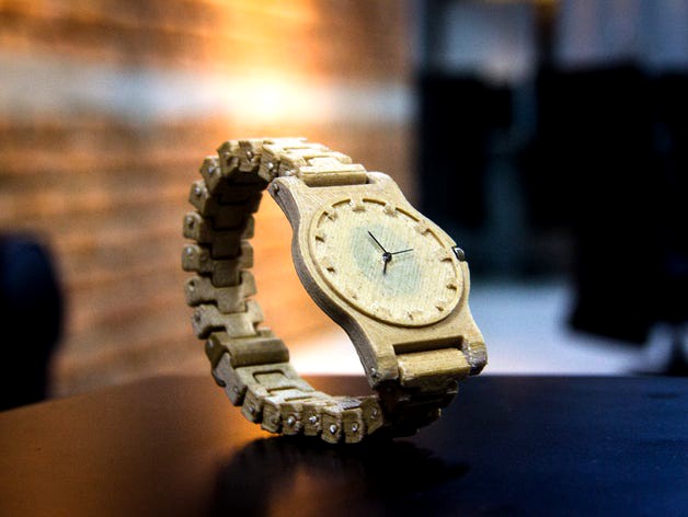 Functional Wood Fill Wrist Watch by fracktalworks