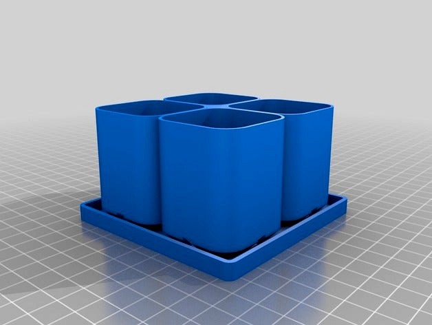 2x2 Seedling Cups with Drainage Tray by QuadrupleA