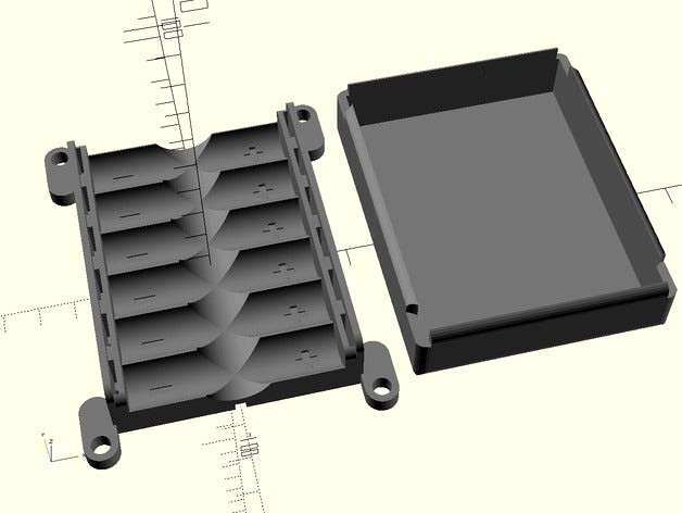 AA Battery Box - Parametric with also parametrised mounting holes and lid - Open SCAD included by Rudyard_Kipling