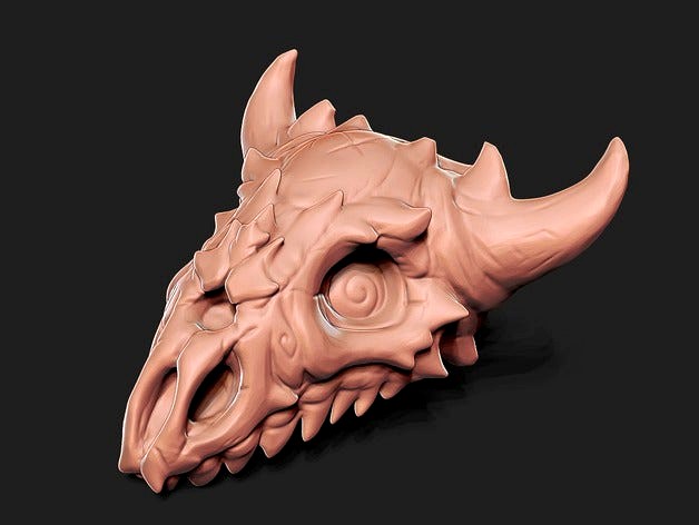 Zombie Dragon Skull by esprite