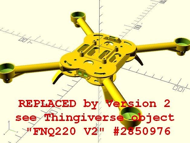 Foldable Nano Quadcopter FNQ220 (parametric OpenSCAD) by HenningS