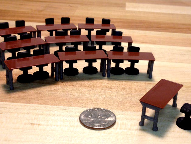 Model Work Bench and Drafting Stools  (1/48 scale) by OpenSourceClassroom