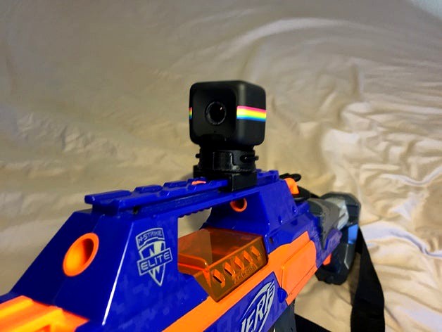 Polaroid Cube case to Nerf blaster tactical rail by reddcube