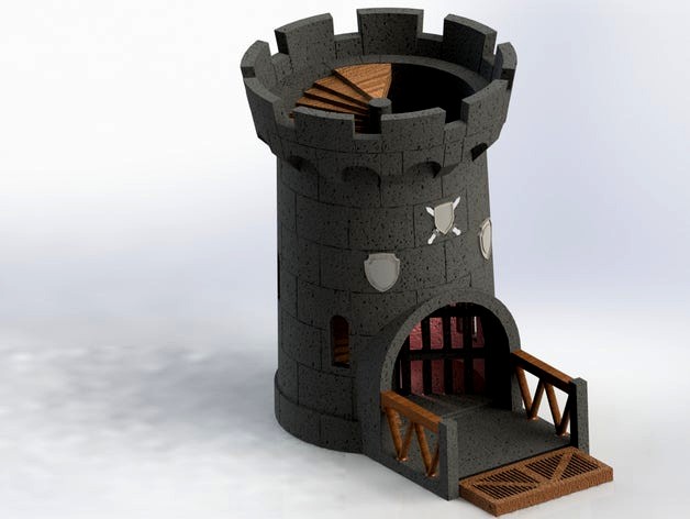Castle dice tower with moveable gate by LennartS