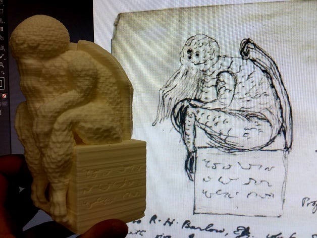 Cthulhu Statuette (with Mysterious Writings Added) by nimaid