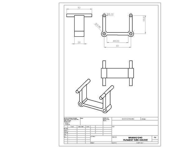 Wanhao D4S Filament Tube Holder by KeithFitch