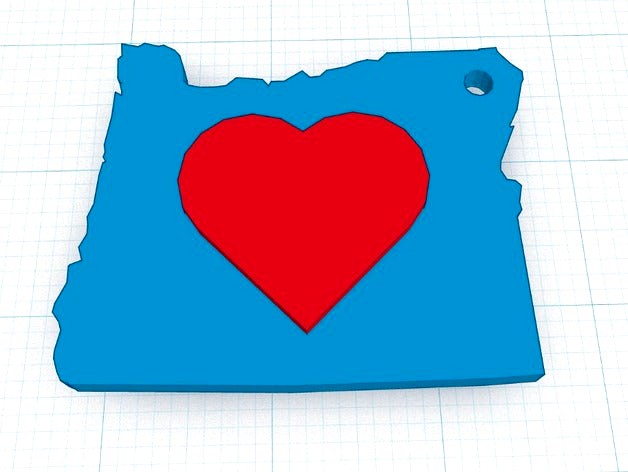 Heart Oregon Keychain by OpenFab_Events