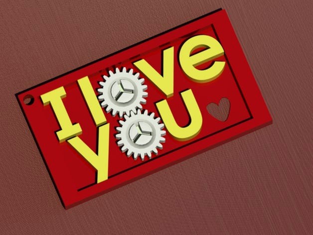 "I love you" keychain with Moving Parts by alavanimation
